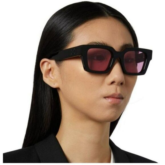 Off-White VIRGIL Women Sunglasses Black Pink Square OERI008 1030 NEW AUTHENTIC